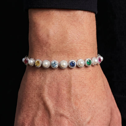 9mm S925 Multi Color Moissanite Pearl Chain - Different Drips