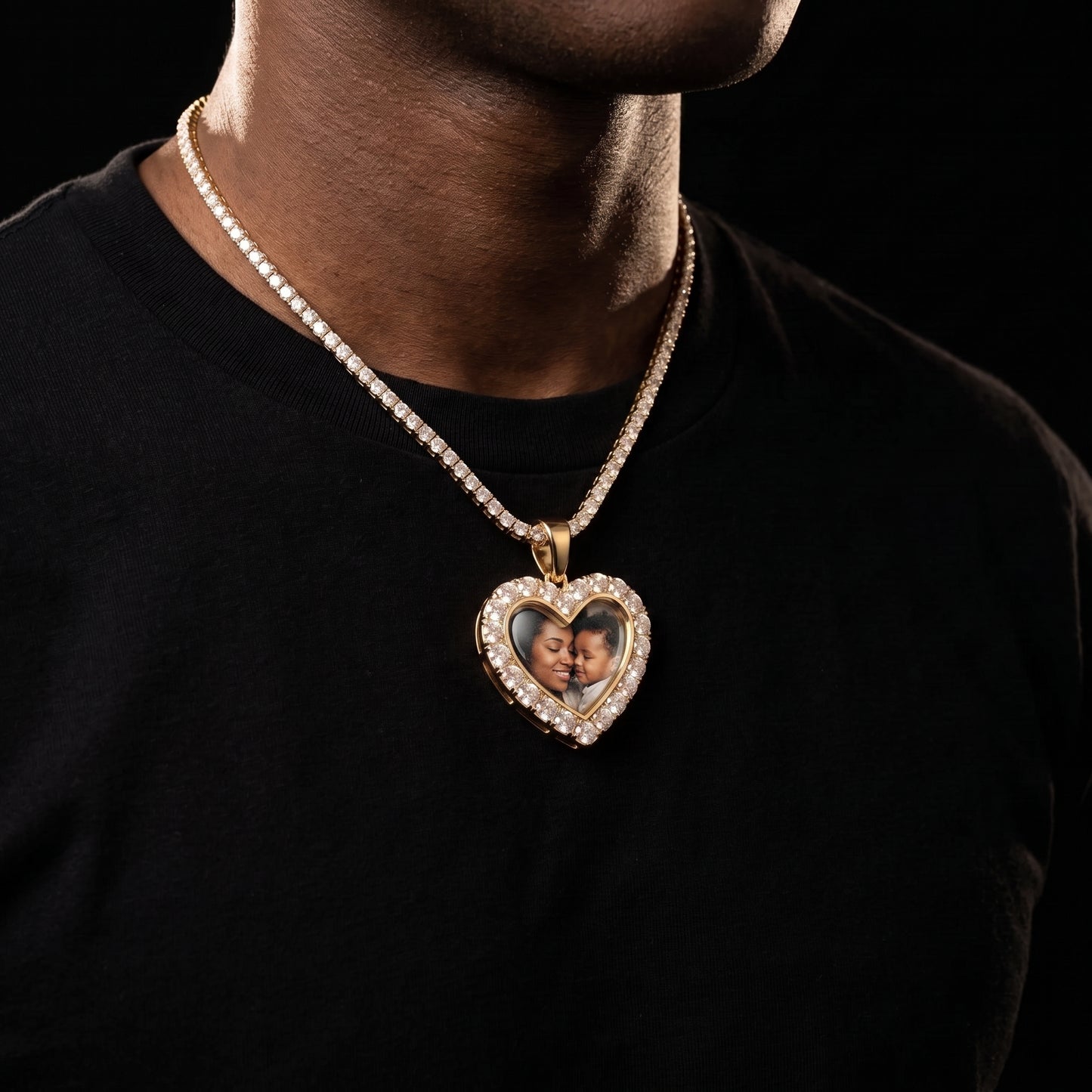 Iced Personalized Custom Memorial Photo Ring - Different Drips