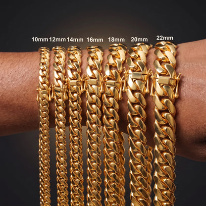 10-22mm 18k Gold Miami Cuban Link Chain