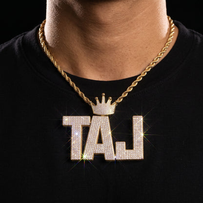 Crowned Large Bold Font Custom Letter Pendant