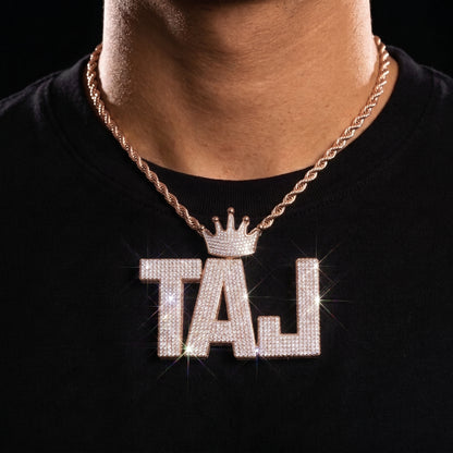 Crowned Large Bold Font Custom Letter Pendant