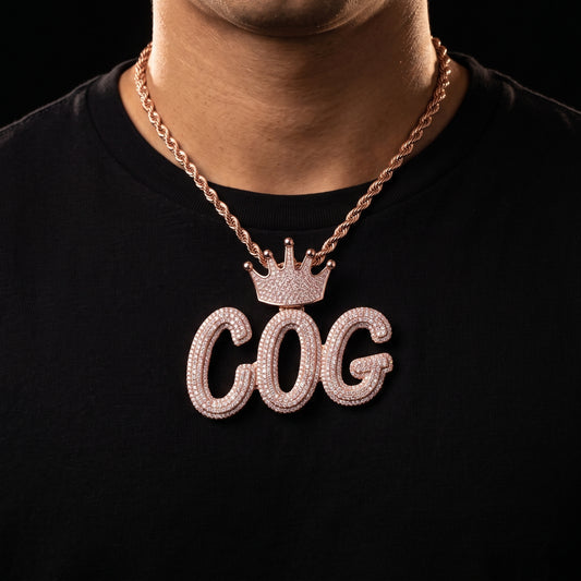Layered Italic Crown Bail Custom Letter Pendant - Different Drips