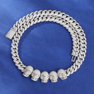 S925 Moissanite Skull Cuban Prong Link Chain - Different Drips