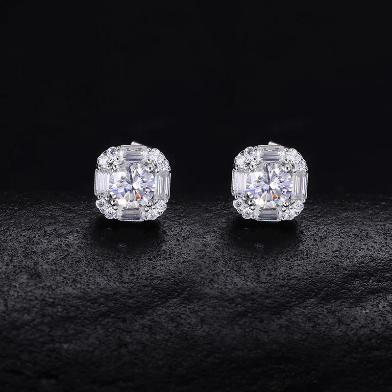 S925 Moissanite Round Halo Stud Earring - Different Drips