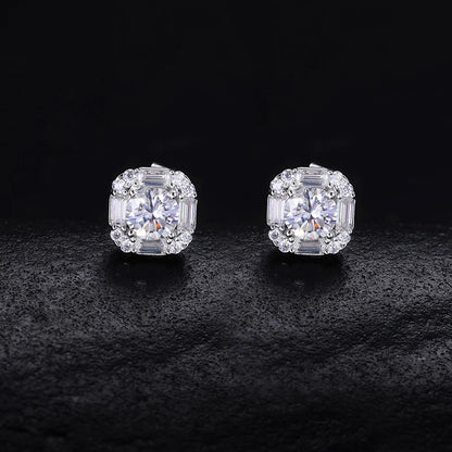 S925 Moissanite Round Halo Stud Earring - Different Drips