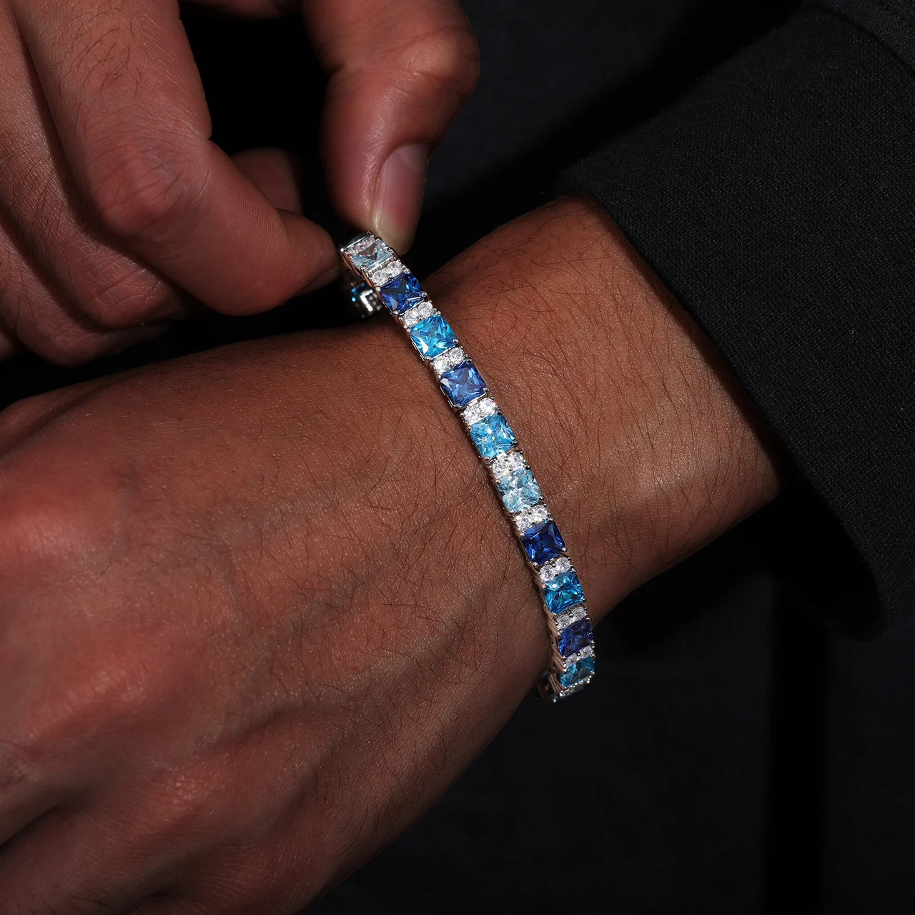 6mm S925 Blue Moissanite Tennis Bracelet - Different Drips