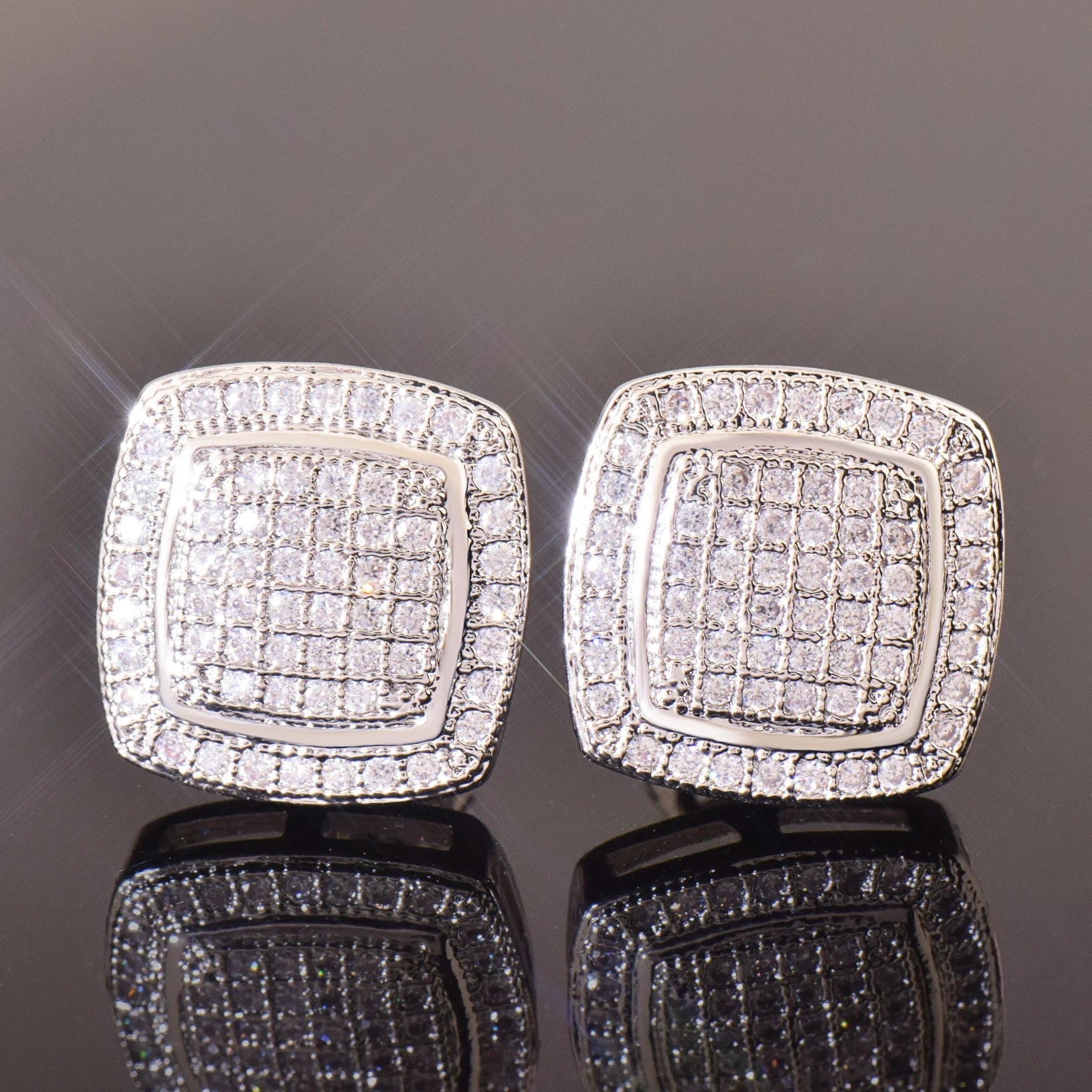 12mm Raised Square Cut Earrings - Different Drips