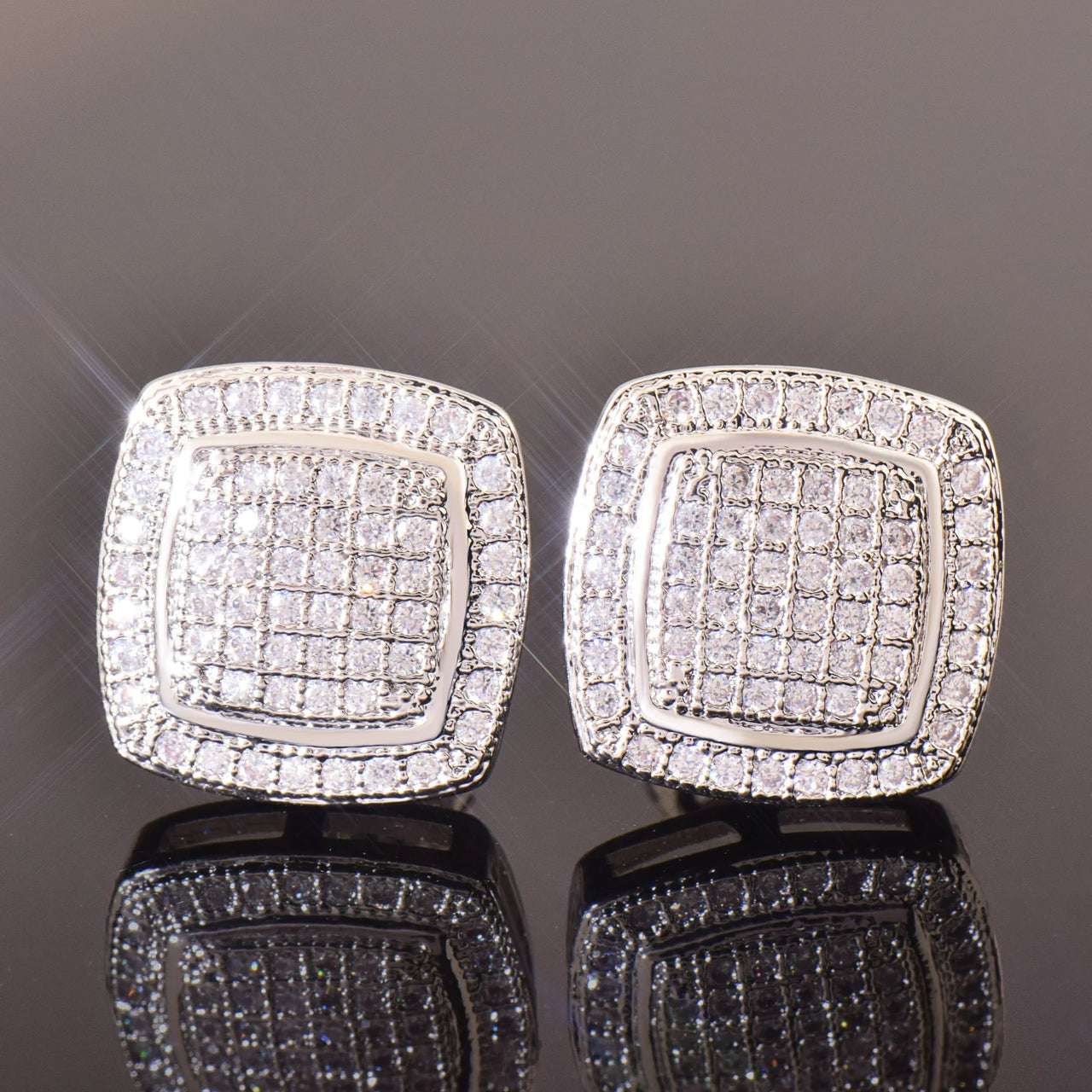 12mm Raised Square Cut Earrings - Different Drips