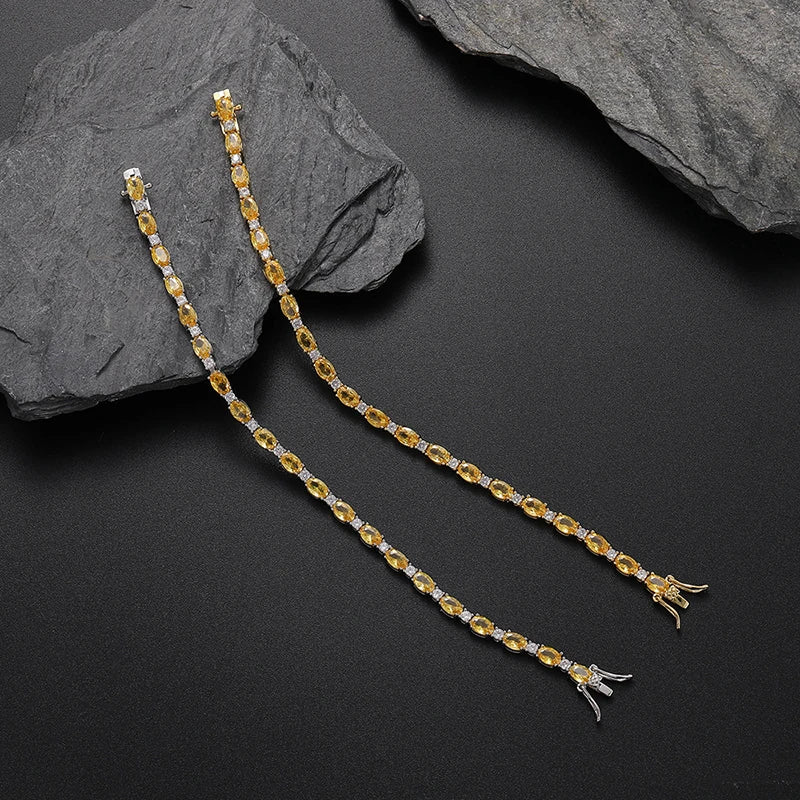 Yellow Oval Stone Tennis Bracelet - Different Drips
