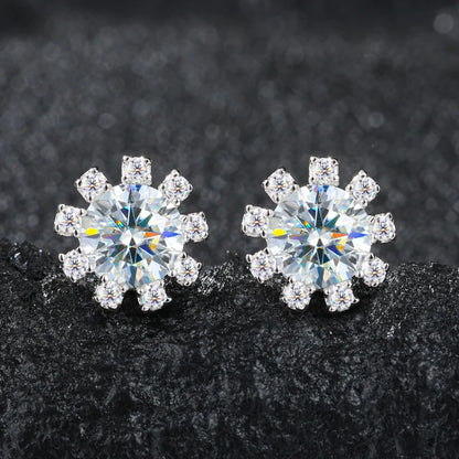 S925 Moissanite Snowburst Stud Earrings - Different Drips