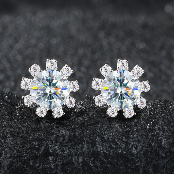 S925 Moissanite Snowburst Stud Earrings - Different Drips