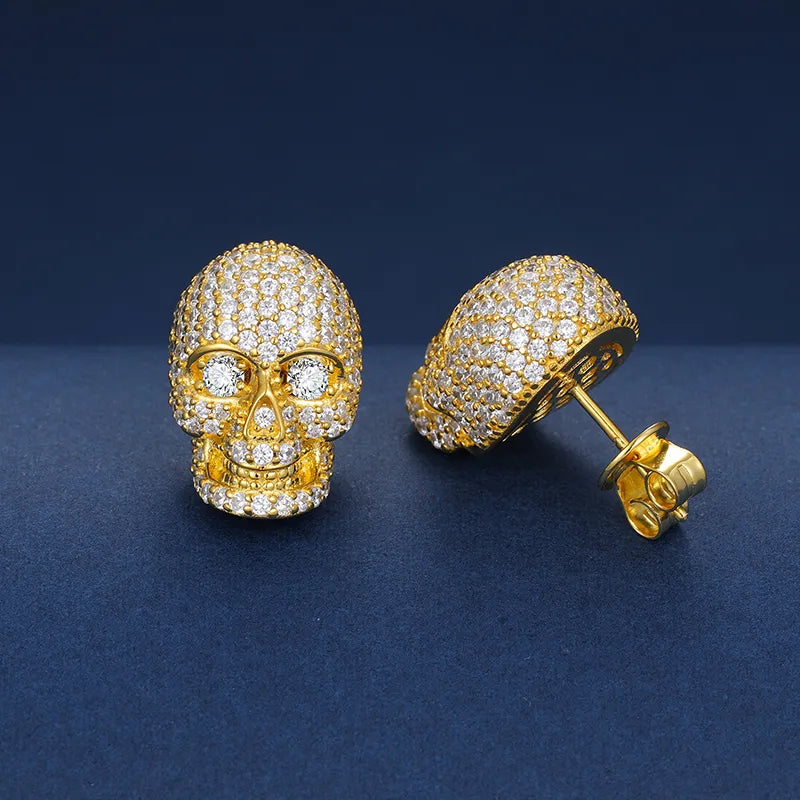 S925 Moissanite Skull Stud Earrings - Different Drips