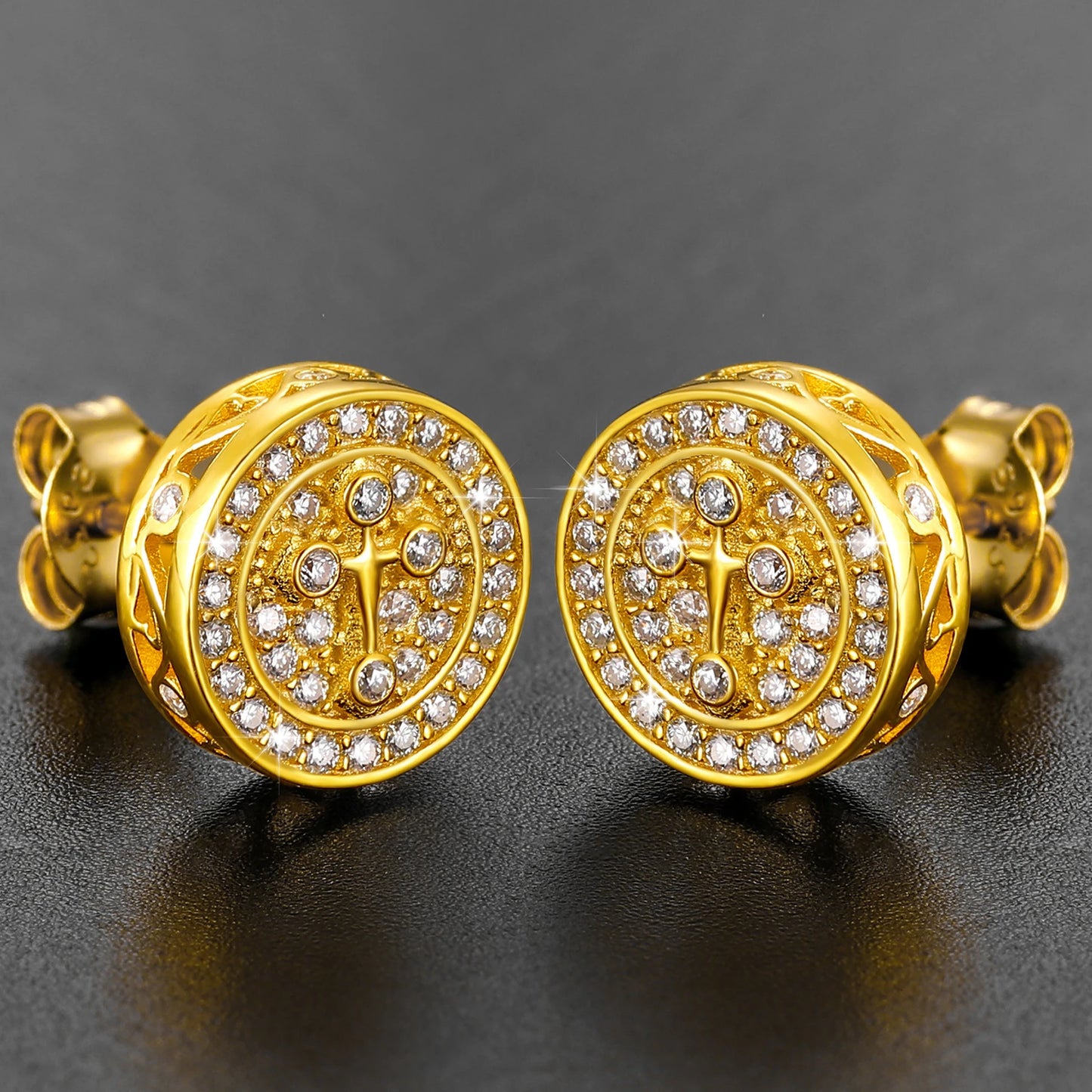 S925 Moissanite Cross Round Cut Earrings - Different Drips