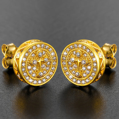S925 Moissanite Cross Round Cut Earrings - Different Drips