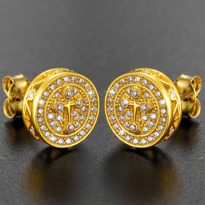 S925 Moissanite Cross Round Cut Earrings - Different Drips