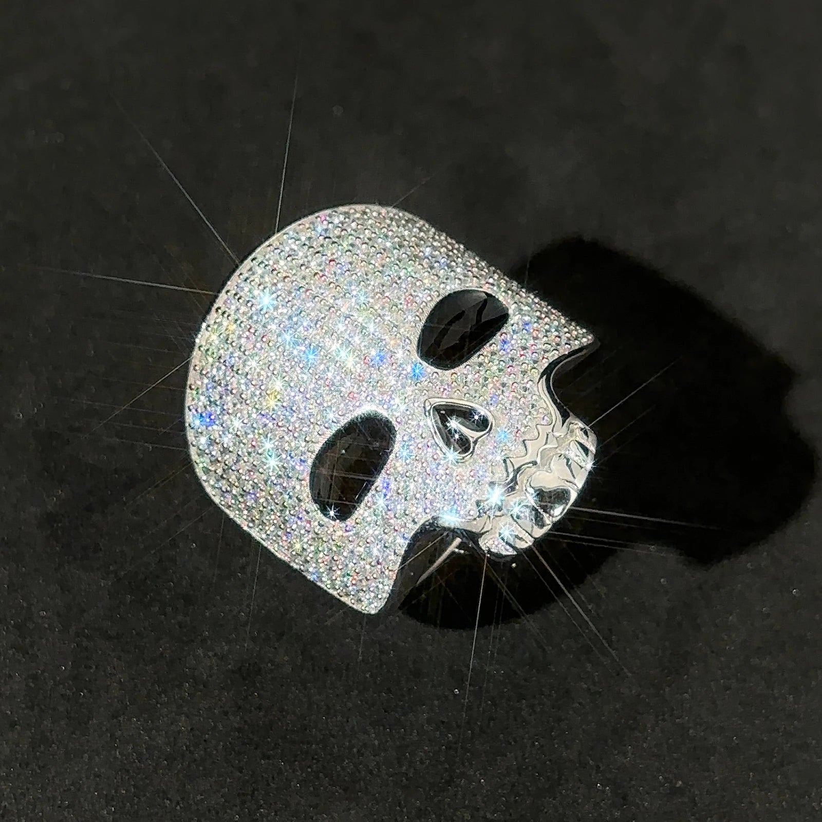 S925 Moissanite Skull Ring - Different Drips