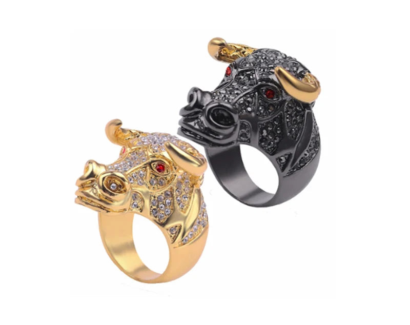 Black Pavé Bull Head Ring - Different Drips