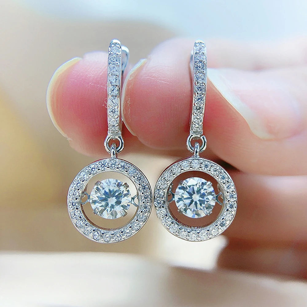 Women's S925 Moissanite Diamond Round Halo Drop Earrings - Different Drips