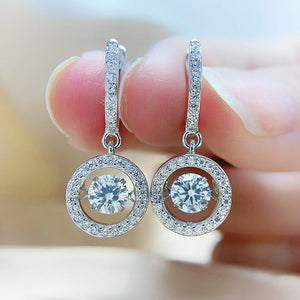 Women's S925 Moissanite Diamond Round Halo Drop Earrings - Different Drips