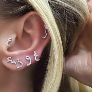 S925 Women's Arabic Alphabet Letter Earrings - Different Drips