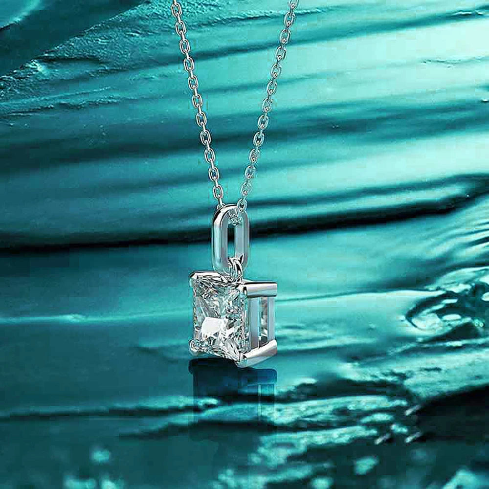 Women's S925 Square Cut Moissanite Diamond Pendant - Different Drips