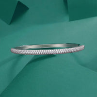 Thumbnail for 2mm Women's S925 Moissanite Pave Bangle Bracelet - Different Drips