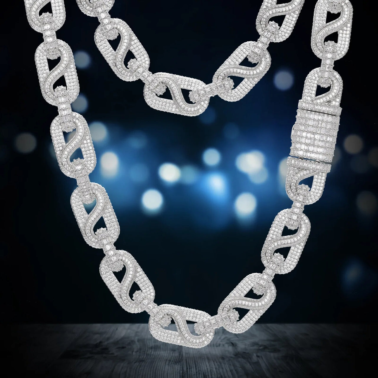 14mm S925 Moissanite Infinity Mariner Link Chain - Different Drips