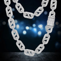 Thumbnail for 14mm S925 Moissanite Infinity Mariner Link Chain - Different Drips