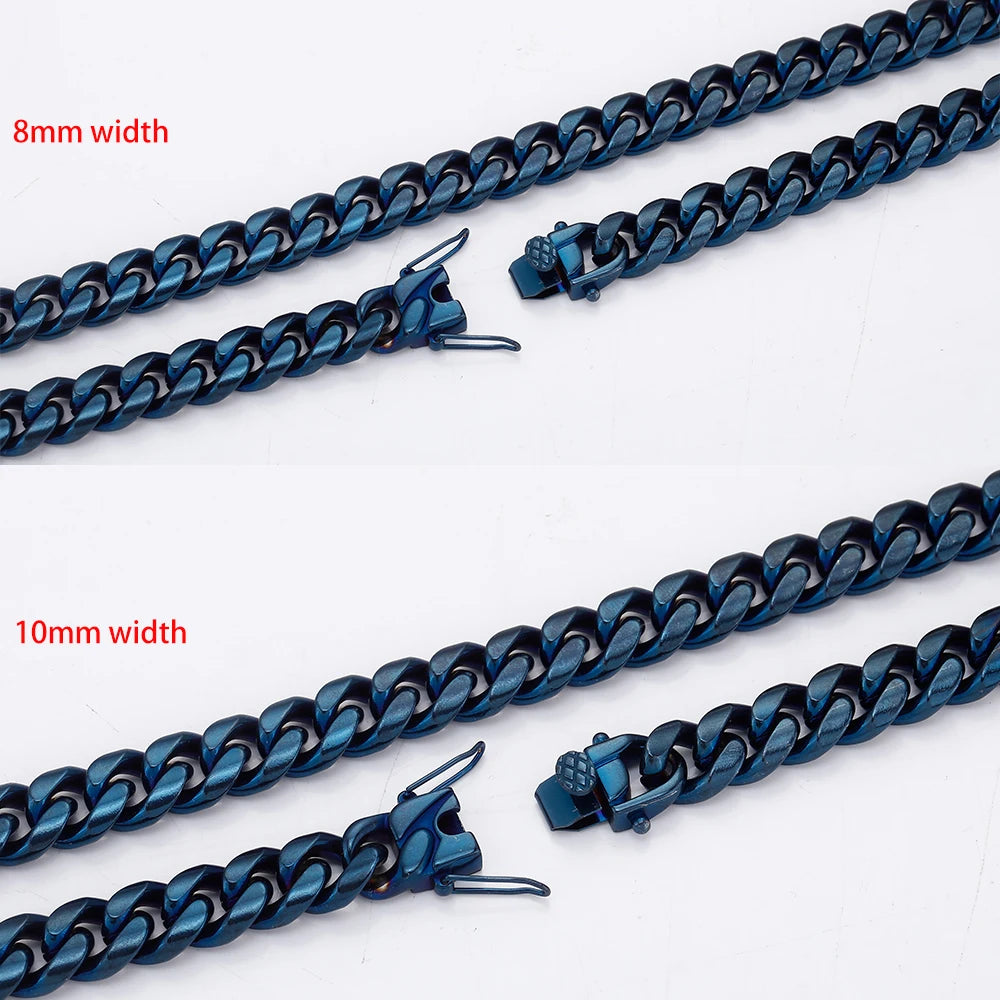 Dark Blue Miami Cuban Link Chain - Different Drips