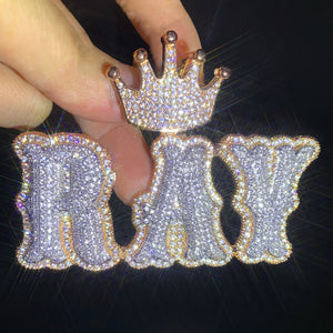 Crowned Layered Bubble Custom Letter Pendant - Different Drips