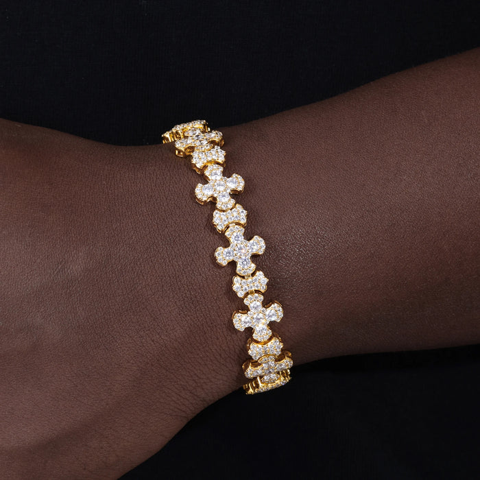 Moissanite Budded Cross Link Tennis Bracelet - Different Drips