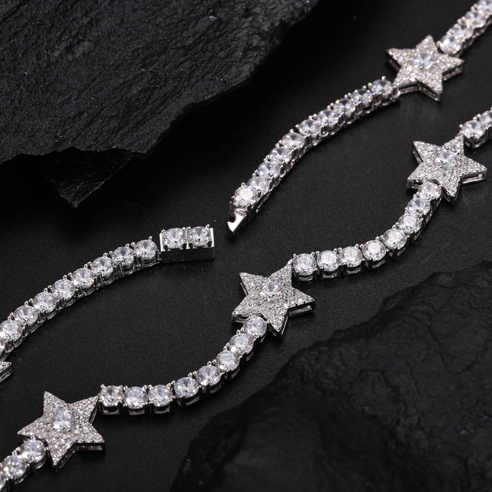 S925 Moissanite Diamond Star Stationed Tennis Chain - Different Drips