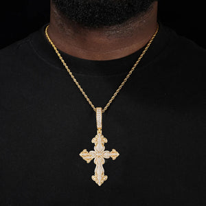 S925 Moissanite Diamond Clover Cross Pendant - Different Drips