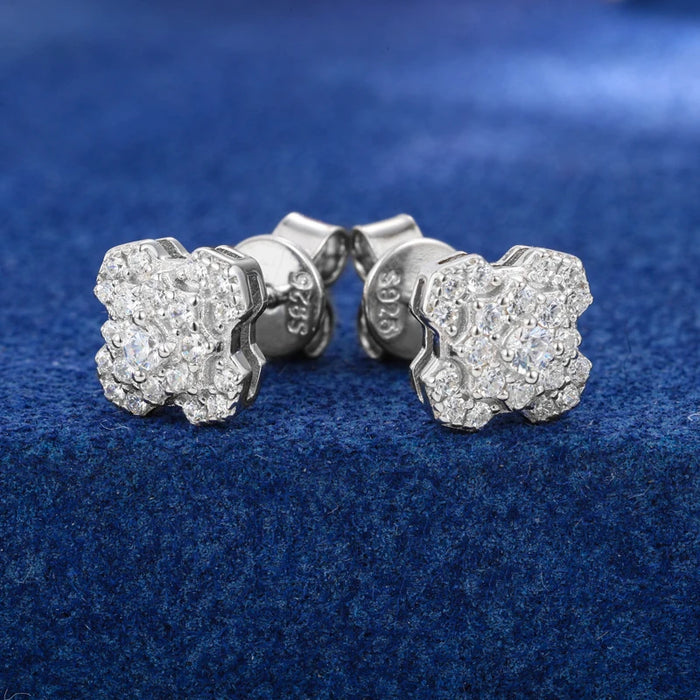 S925 Moissanite Snowburst Cluster Stud Earrings - Different Drips
