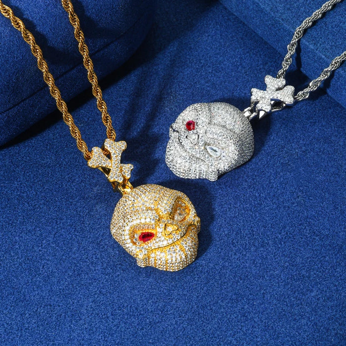 Iced Out Moissanite Skull Pendant - Different Drips