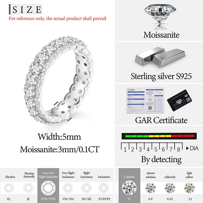 3mm S925 Moissanite Band Ring - Different Drips