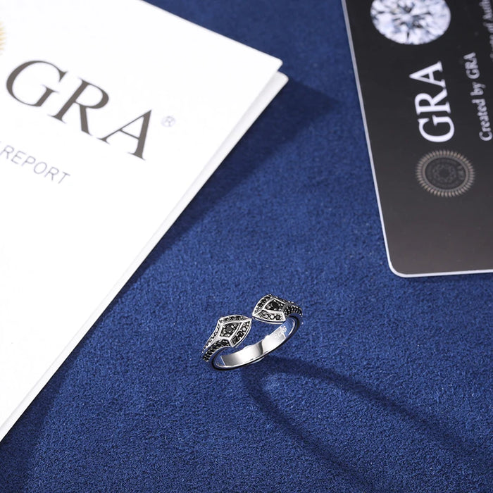 S925 Black Moissanite Dual Shield Ring - Different Drips