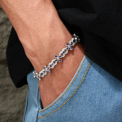 S925 Moissanite Purple Floral Tennis Bracelet - Different Drips