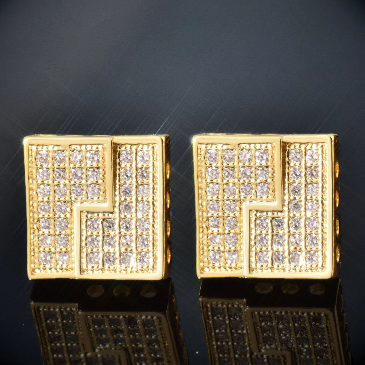 10mm Monogram Square Cut Earrings - Different Drips