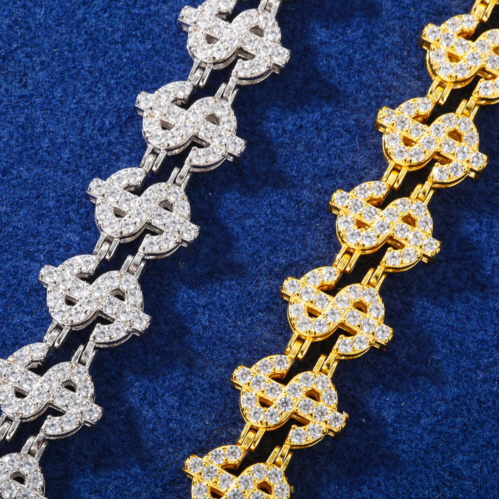 S925 Moissanite Dollar Link Bracelet - Different Drips