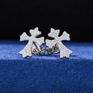 S925 Moissanite Diamond Flared Cross Earrings - Different Drips