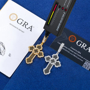 Black Pave Budded Cross Moissanite Pendant - Different Drips