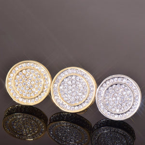 12mm Round Cut Pave Stud Earrings - Different Drips