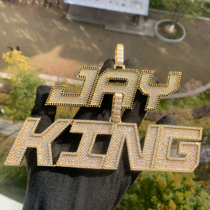 Iced Out Two Layer Custom Name Pendant - Different Drips