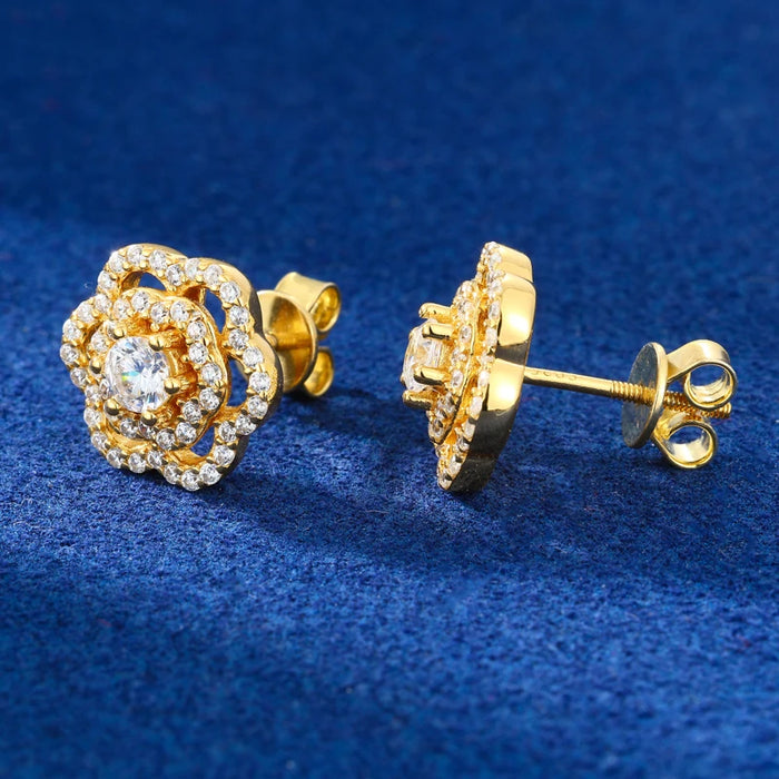 Floral Cluster Halo Stud Earrings - Different Drips