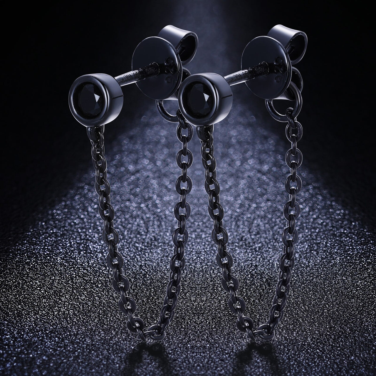 S925 Black Moissanite Stud Drop Chain Earrings - Different Drips