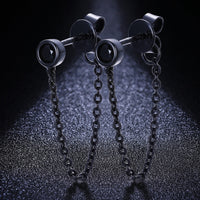 Thumbnail for S925 Black Moissanite Stud Drop Chain Earrings - Different Drips