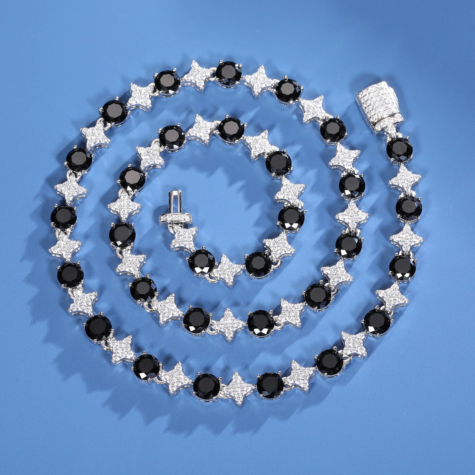 8mm S925 Black Moissanite Star Link Tennis Chain - Different Drips