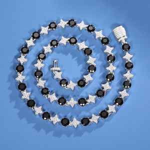 8mm S925 Black Moissanite Star Link Tennis Chain - Different Drips