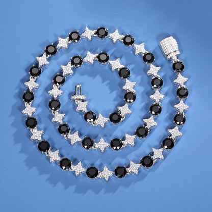 8mm S925 Black Moissanite Star Link Tennis Chain - Different Drips